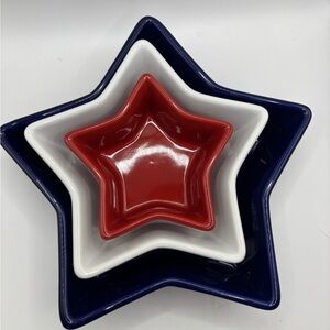 Chantal Set Stars Bake Microwave Freeze Stoneware Bowls Serving USA